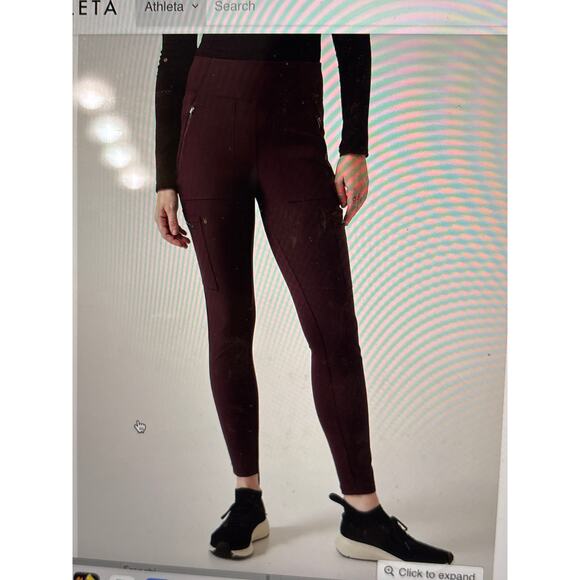Athleta Headlands Hybrid Cargo II Tights-Maroon - Picture 1 of 6